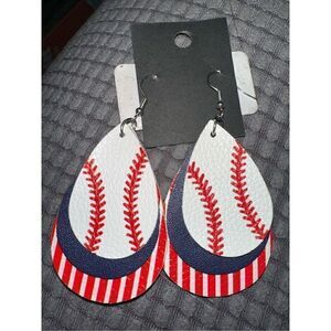 Baseball Softball teardrop Layered Earrings